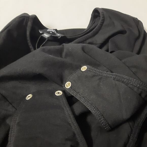 Bardot Bodysuit Top Womens Medium Black Long Sleeve Cut Out Stretch Jersey - Picture 9 of 12